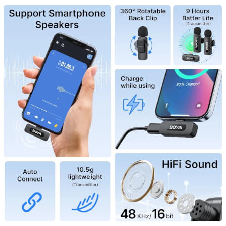 ไมโครโฟนไร้สาย BOYA MICROPHONE BOYA BY-V10 (V2.0)_7